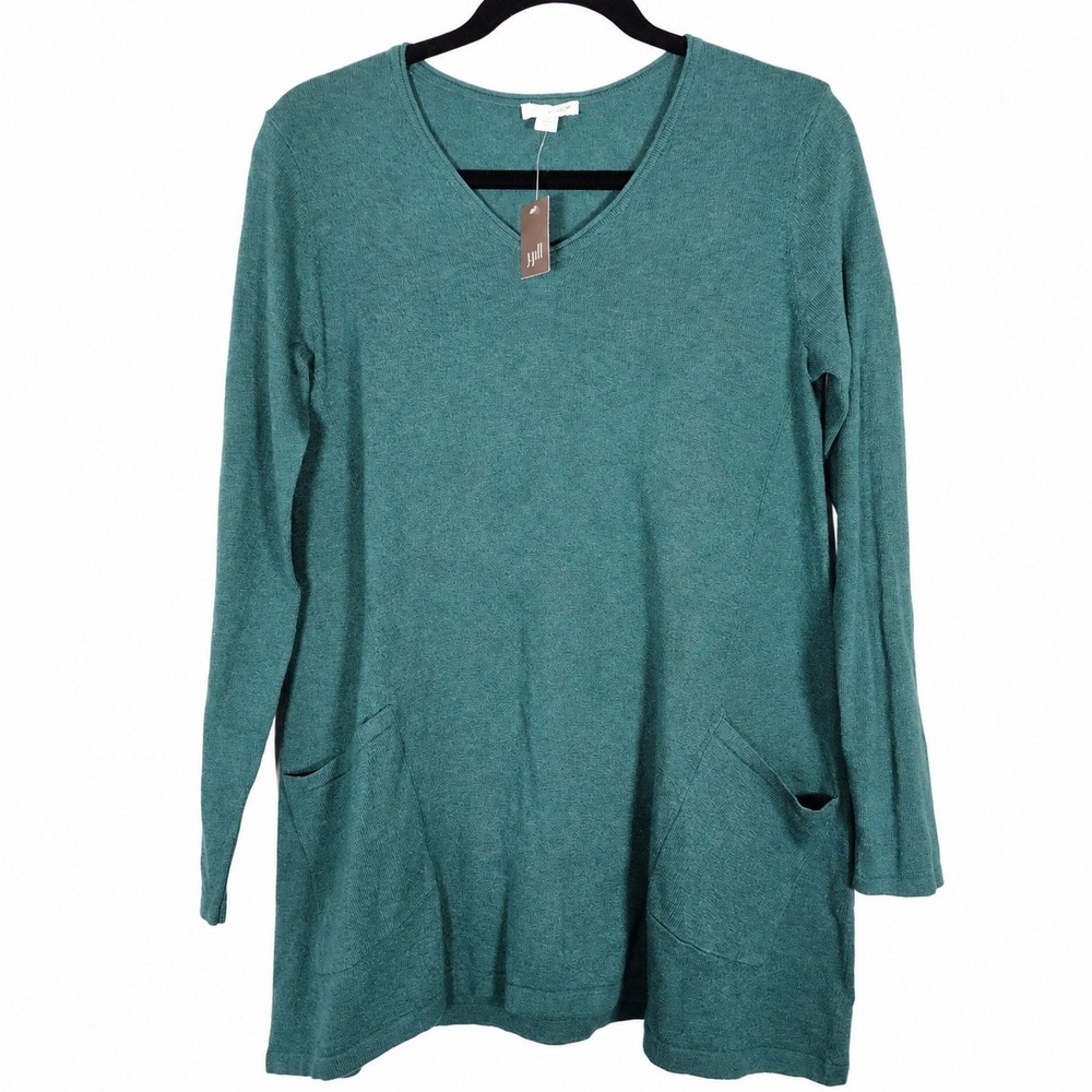 J.Jill Pure Jill NWT Sweater Women XS Jade Cashmere Cotton Pocket Minimal Casual